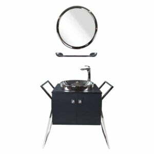 90cm Platin Metal Alt Ve Üst Banyo Ünitesi