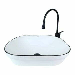 Beyaz Siyah Tezgah Üstü Çanak Lavabo WB-102