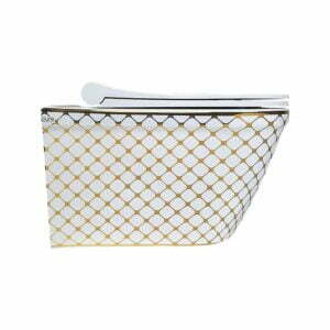 Geometrik Beyaz Altın Kanalsız Asma Klozet