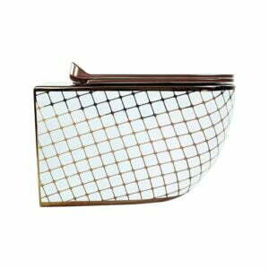 Geometrik Bronz & Beyaz Kanalsız Asma Klozet