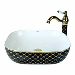 Geometrik Siyah Altın Beyaz Hazne Çanak Lavabo TR-134