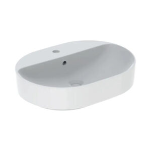 Geberit VariForm Çanak Lavabo, Eliptik ve Batarya Banklı, 60x45 cm (Taşma Delikli)