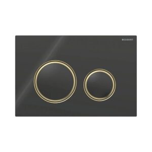 Geberit Kumanda Kapağı Sigma21 - Çift Basmalı - Siyah Cam / Prinç