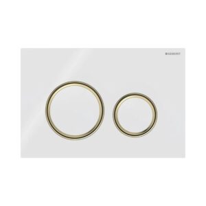 Geberit Kumanda Kapağı Sigma21 - Çift Basmalı - Beyaz Cam / Prinç