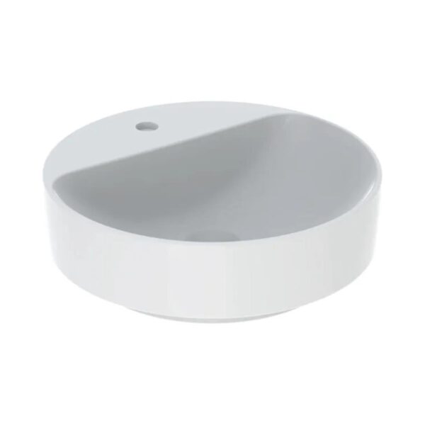Geberit VariForm Çanak Lavabo, Yuvarlak ve Batarya Banklı, Taşma Deliksiz, D45 cm