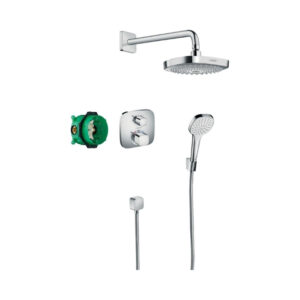 Hansgrohe Croma Select E Duş sistemi ankastre montaj 180 2jet Ecostat E termostat ile Krom
